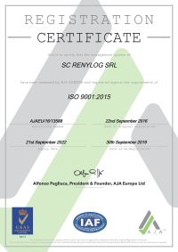 Certificat ISO 9001:2015 RENYLOG